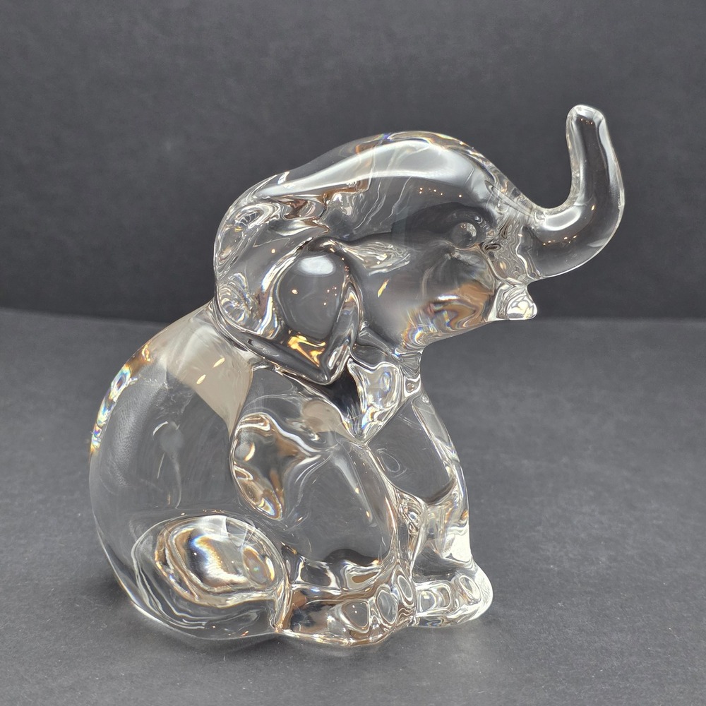 Lenox Fine Crystal Baby Elephant Figurine Sitting Trunk Up Germany 3.75 inch